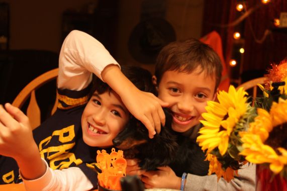 breast cancer thirties 30s 30's kids twins dog weiner dachshund sunflower young mother